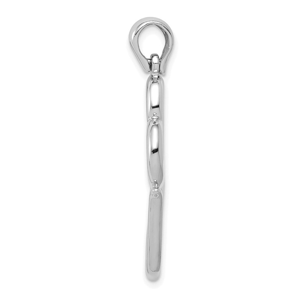 14k White Gold 3-D Solid Double Hanging Hearts Pendant