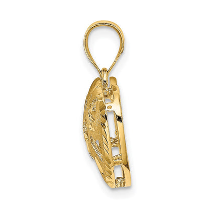 14k Yellow Gold Cut-out Hearts on Heart Charm