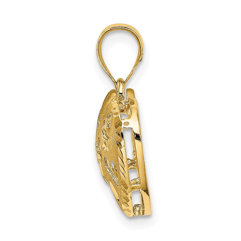 14k Yellow Gold Cut-out Hearts on Heart Charm
