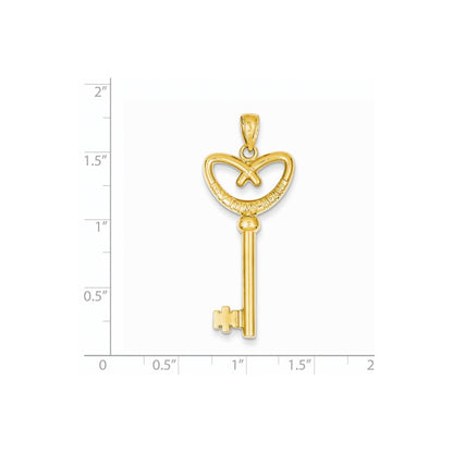 14k Yellow Gold Pretzel Heart Key with Key to my Heart Pendant