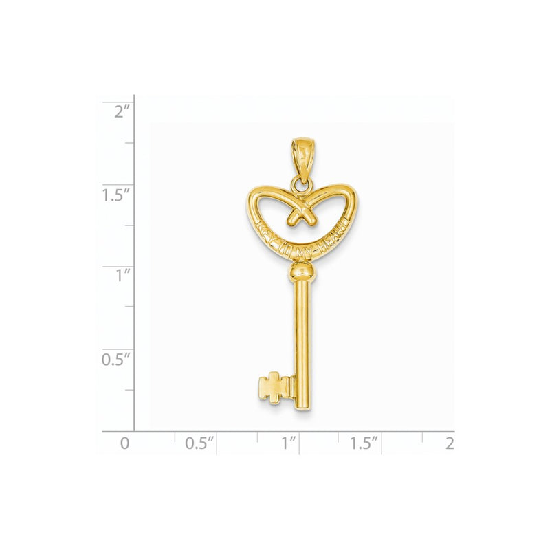 14k Yellow Gold Pretzel Heart Key with Key to my Heart Pendant