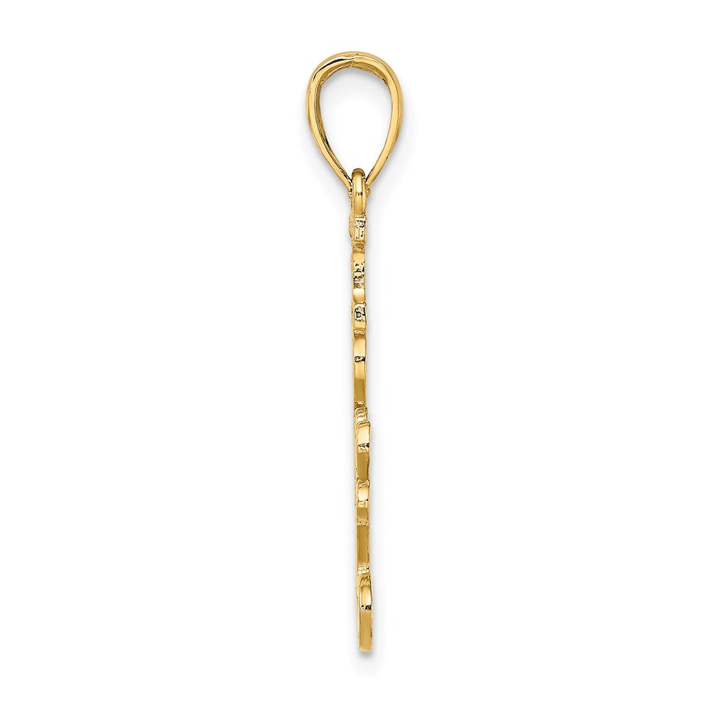 14k Yellow Gold Textured I LOVE YOU Charm