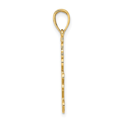 14k Yellow Gold Textured I LOVE YOU Charm