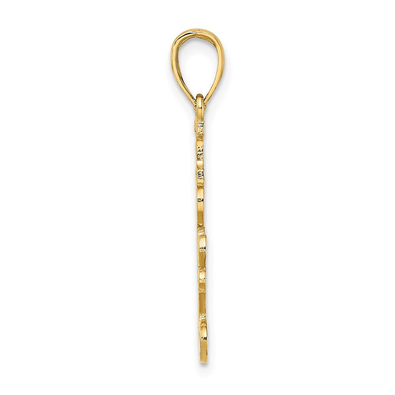 14k Yellow Gold Textured I LOVE YOU Charm