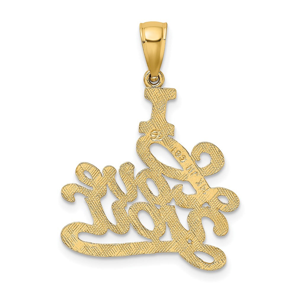 14k Yellow Gold Textured I LOVE YOU Charm