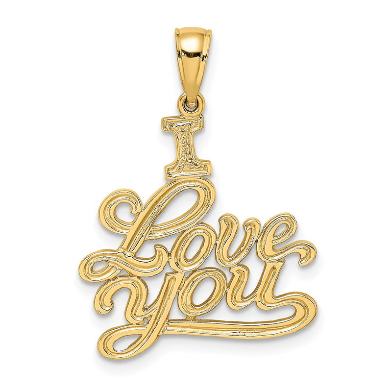 14k Yellow Gold Textured I LOVE YOU Charm