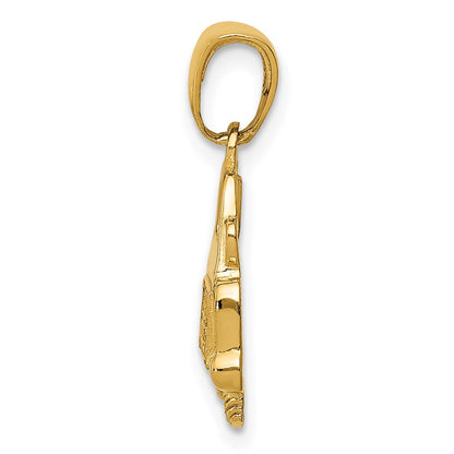 14k Yellow Gold Polished and Textured Just Married Pendant
