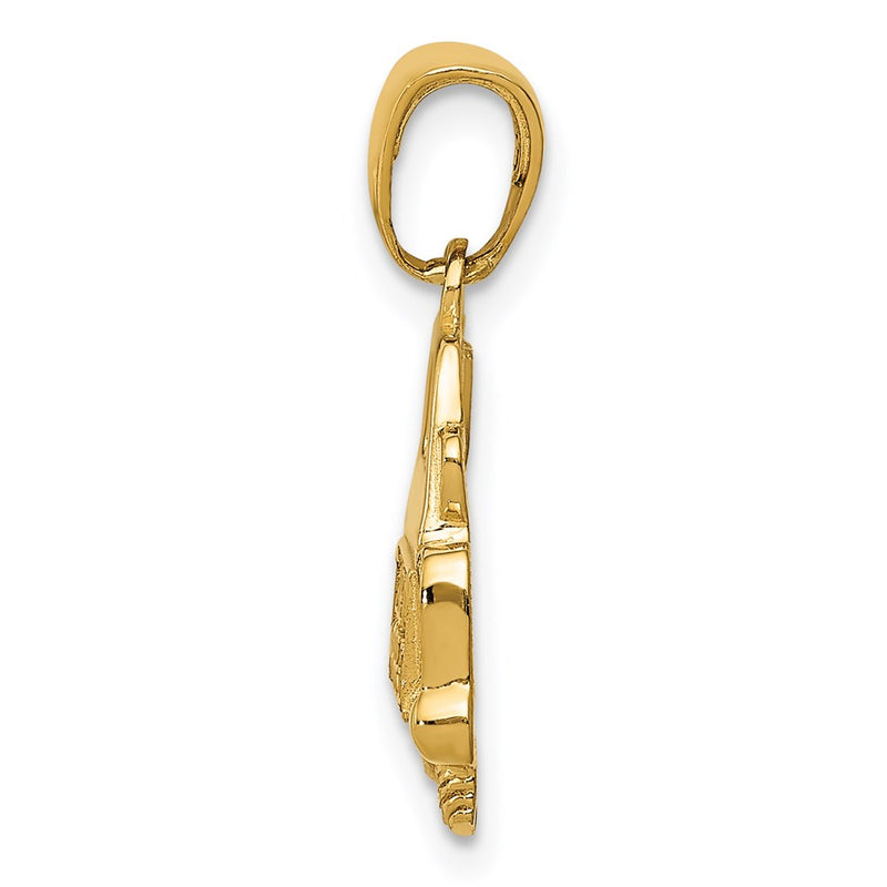 14k Yellow Gold Polished and Textured Just Married Pendant