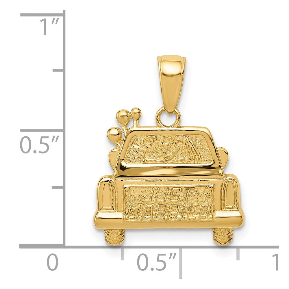 14k Yellow Gold Polished and Textured Just Married Pendant