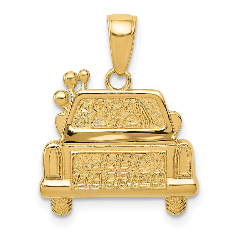 14k Yellow Gold Polished and Textured Just Married Pendant