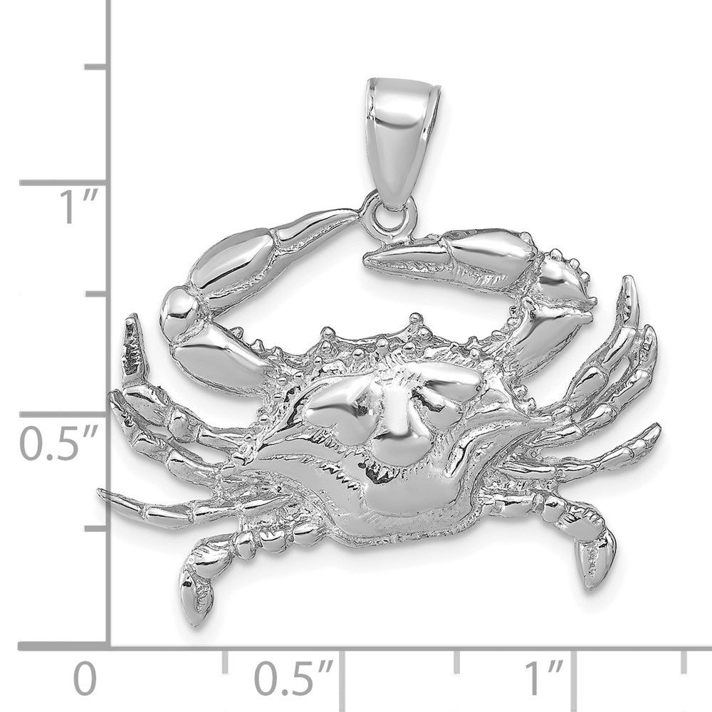 14k White Gold Blue Crab Pendant