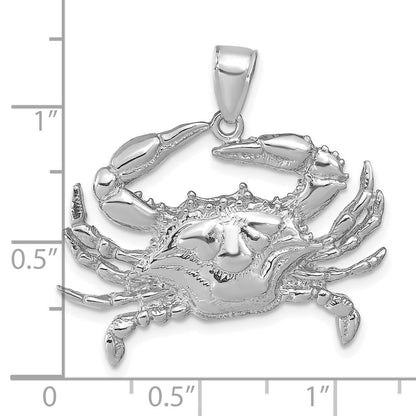 14k White Gold Blue Crab Pendant