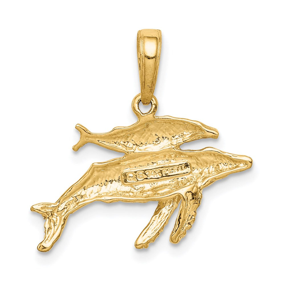 14k Yellow Gold Mother and Baby Humpback Whale Pendant