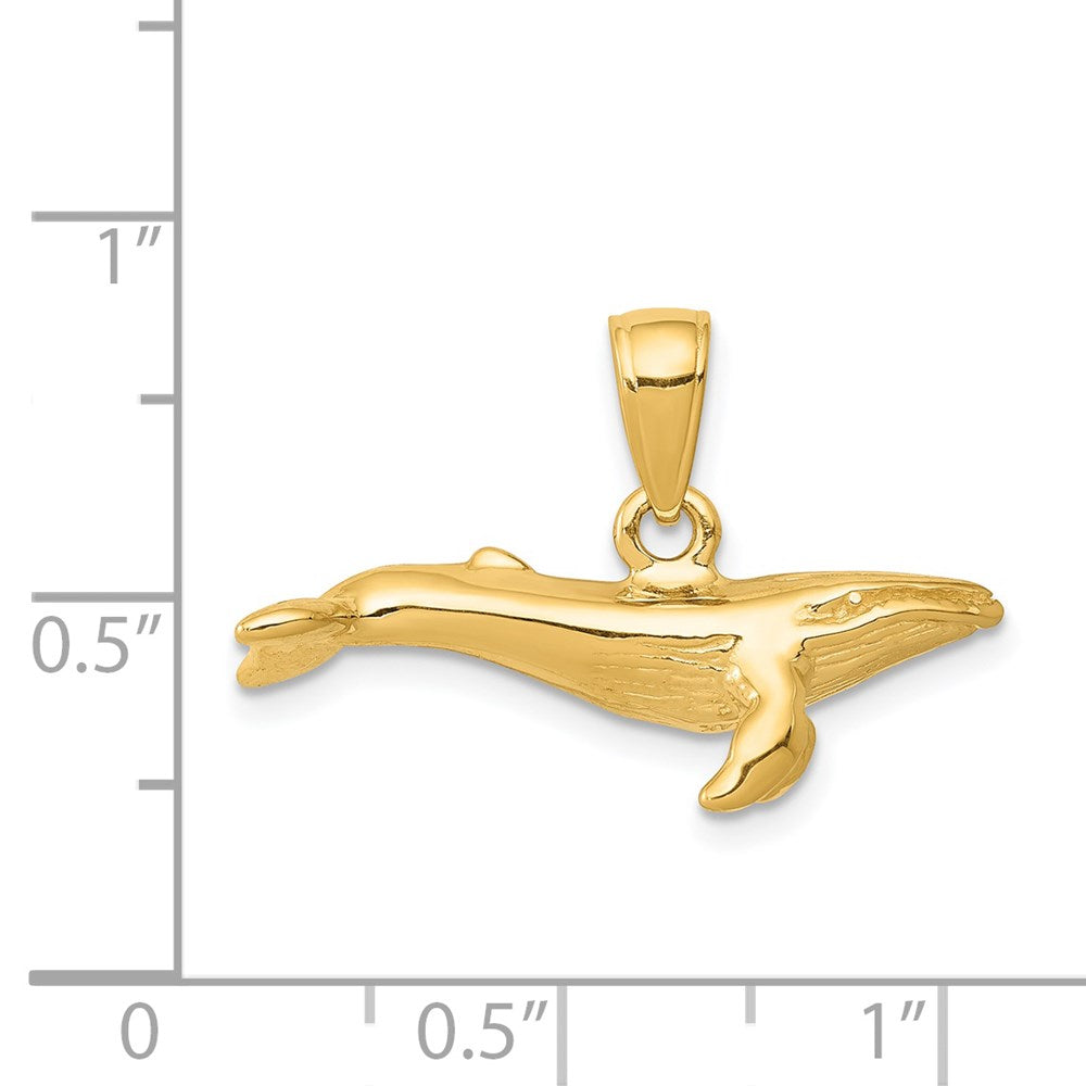 14k Yellow Gold 3-D Humpback Whale Pendant