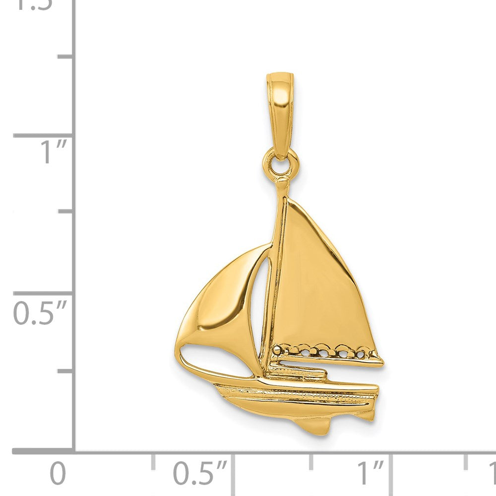 14k Yellow Gold Sailboat Pendant