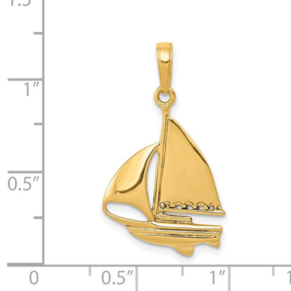 14k Yellow Gold Sailboat Pendant