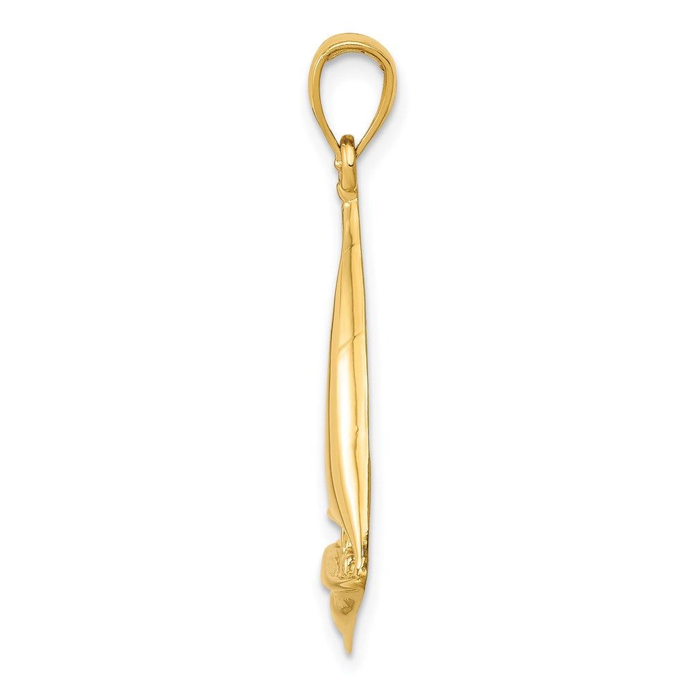 14k Yellow Gold 2-D Sailboat Pendant