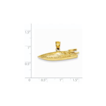 14k Yellow Gold 2-D Speed Boat Pendant