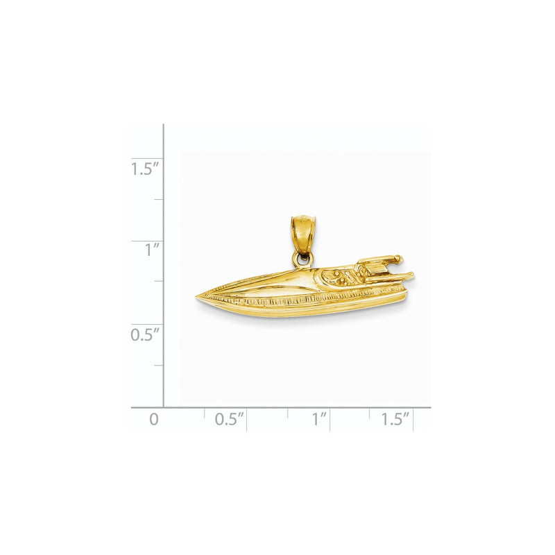 14k Yellow Gold 2-D Speed Boat Pendant