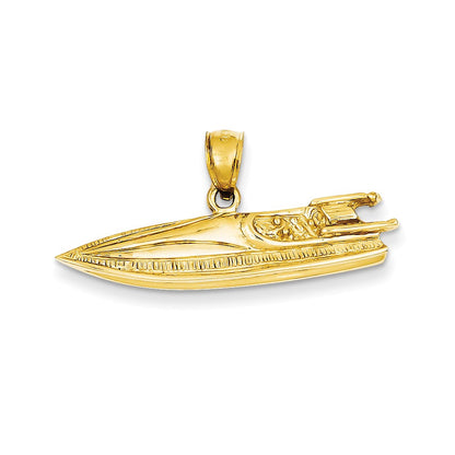 14k Yellow Gold 2-D Speed Boat Pendant
