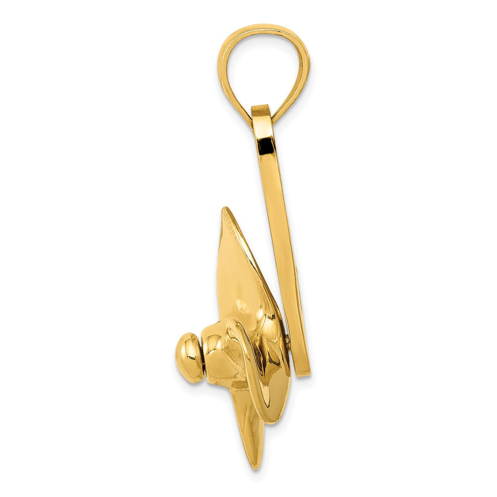 14k Yellow Gold Moveable 3 Blade Propeller Pendant