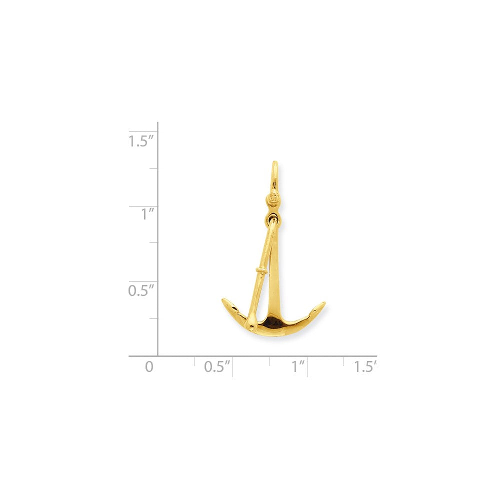 14k Yellow Gold 3-D Moveable Anchor Pendant