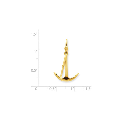 14k Yellow Gold 3-D Moveable Anchor Pendant