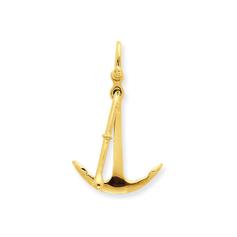 14k Yellow Gold 3-D Moveable Anchor Pendant