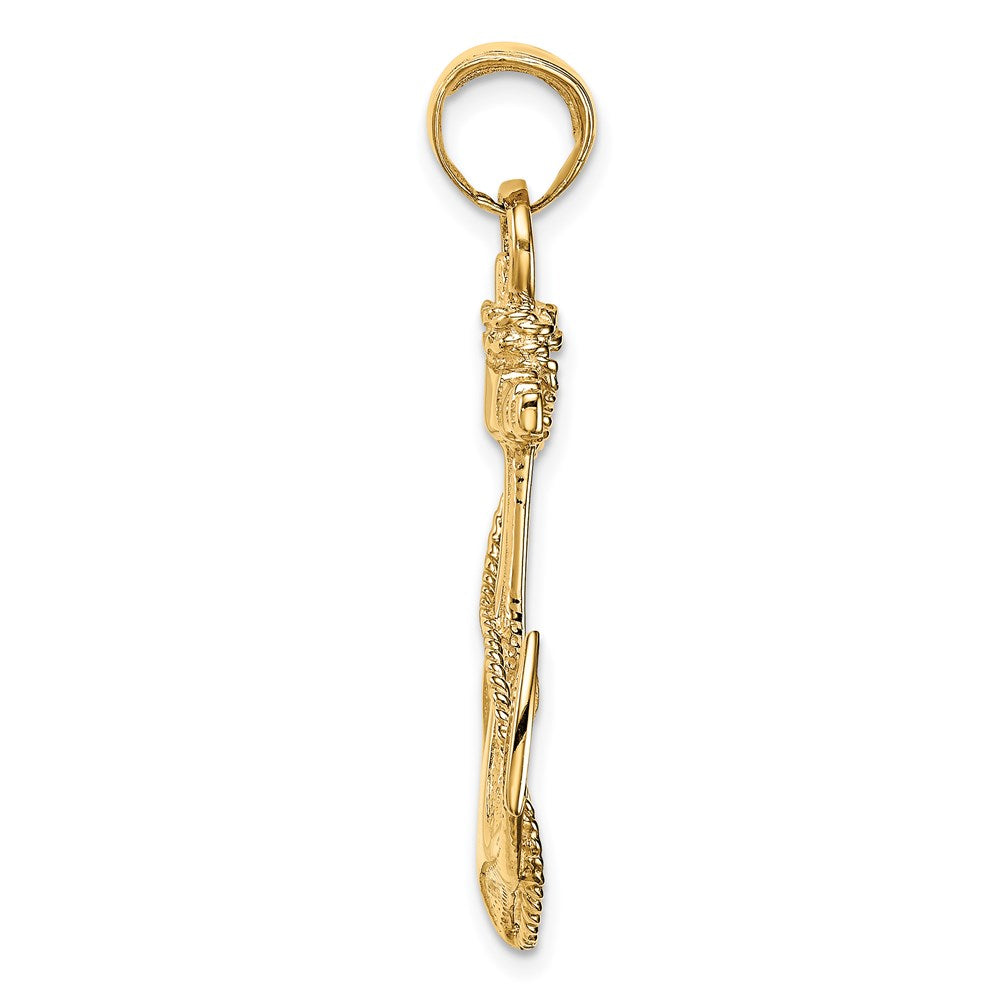 14k Yellow Gold 2-D Anchor with Rope Pendant