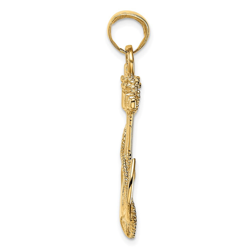 14k Yellow Gold 2-D Anchor with Rope Pendant