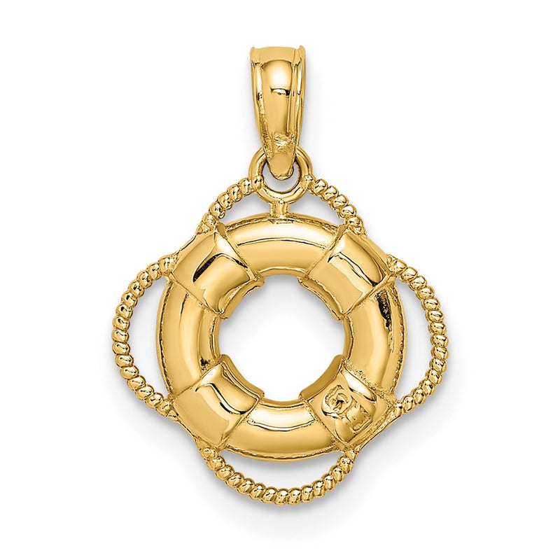 14k Yellow Gold 3D Lifesaver Charm