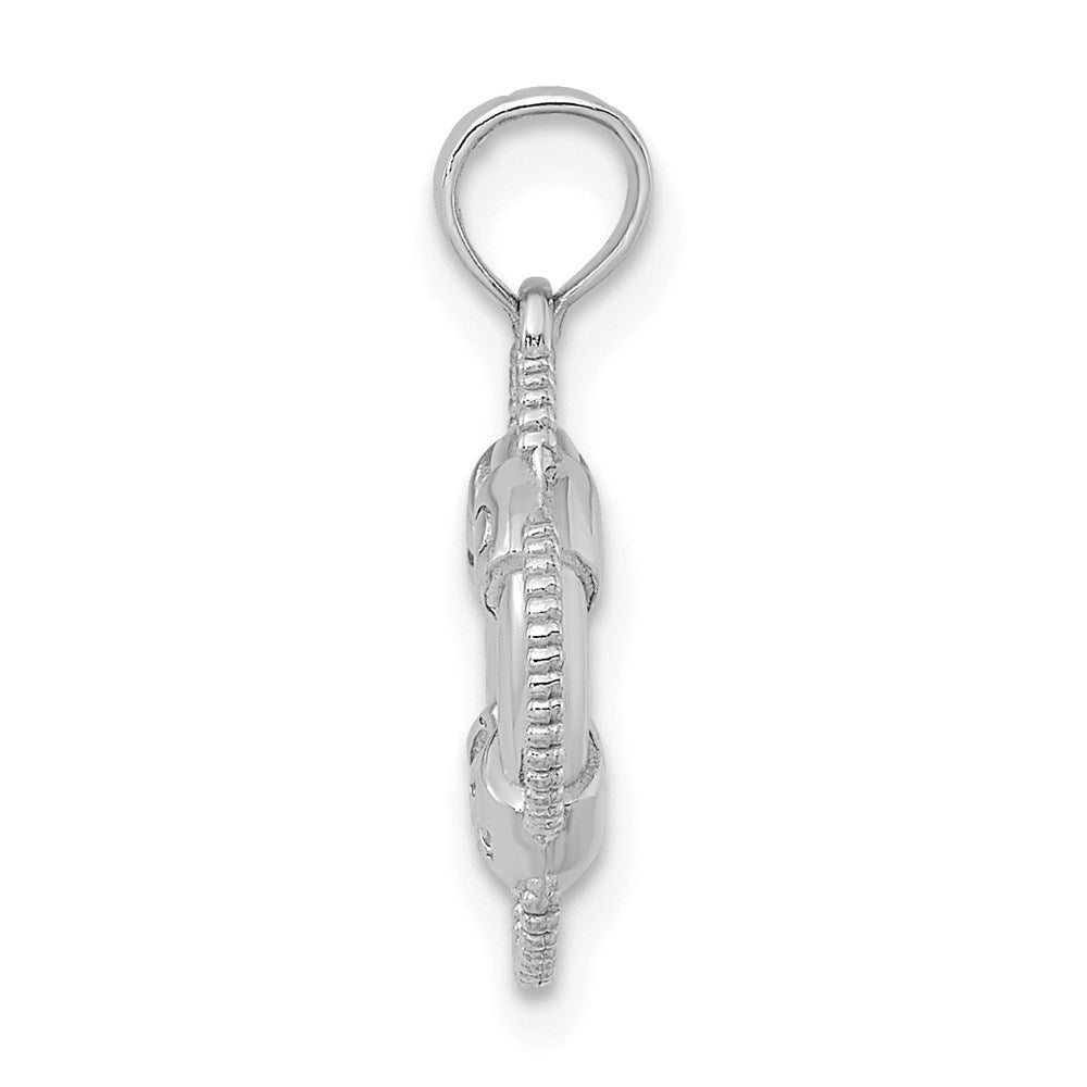 14k White Gold White 3D Gold Lifesaver Pendant
