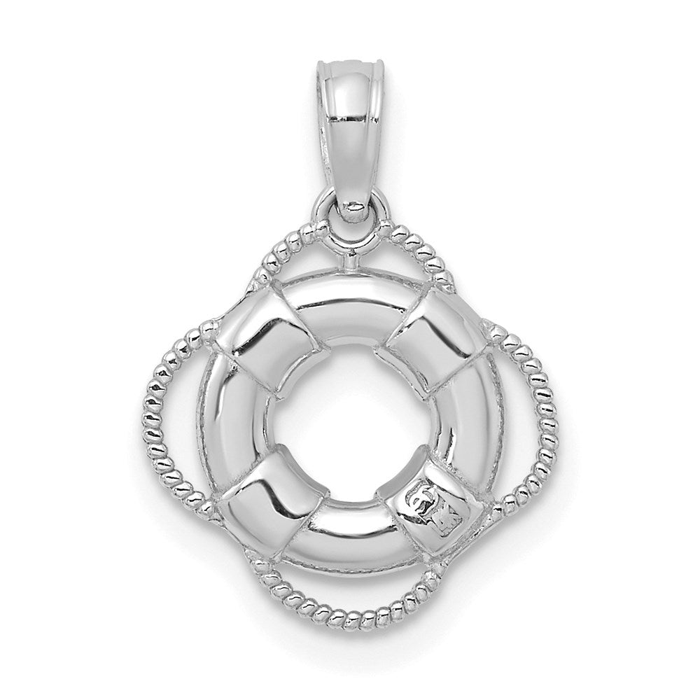 14k White Gold White 3D Gold Lifesaver Pendant