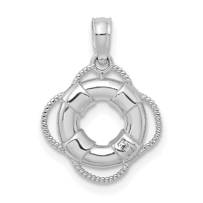14k White Gold White 3D Gold Lifesaver Pendant