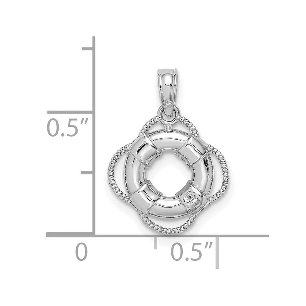 14k White Gold White 3D Gold Lifesaver Pendant