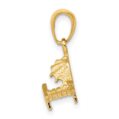 14k Yellow Gold 3-D Lounge Beach Chair Pendant