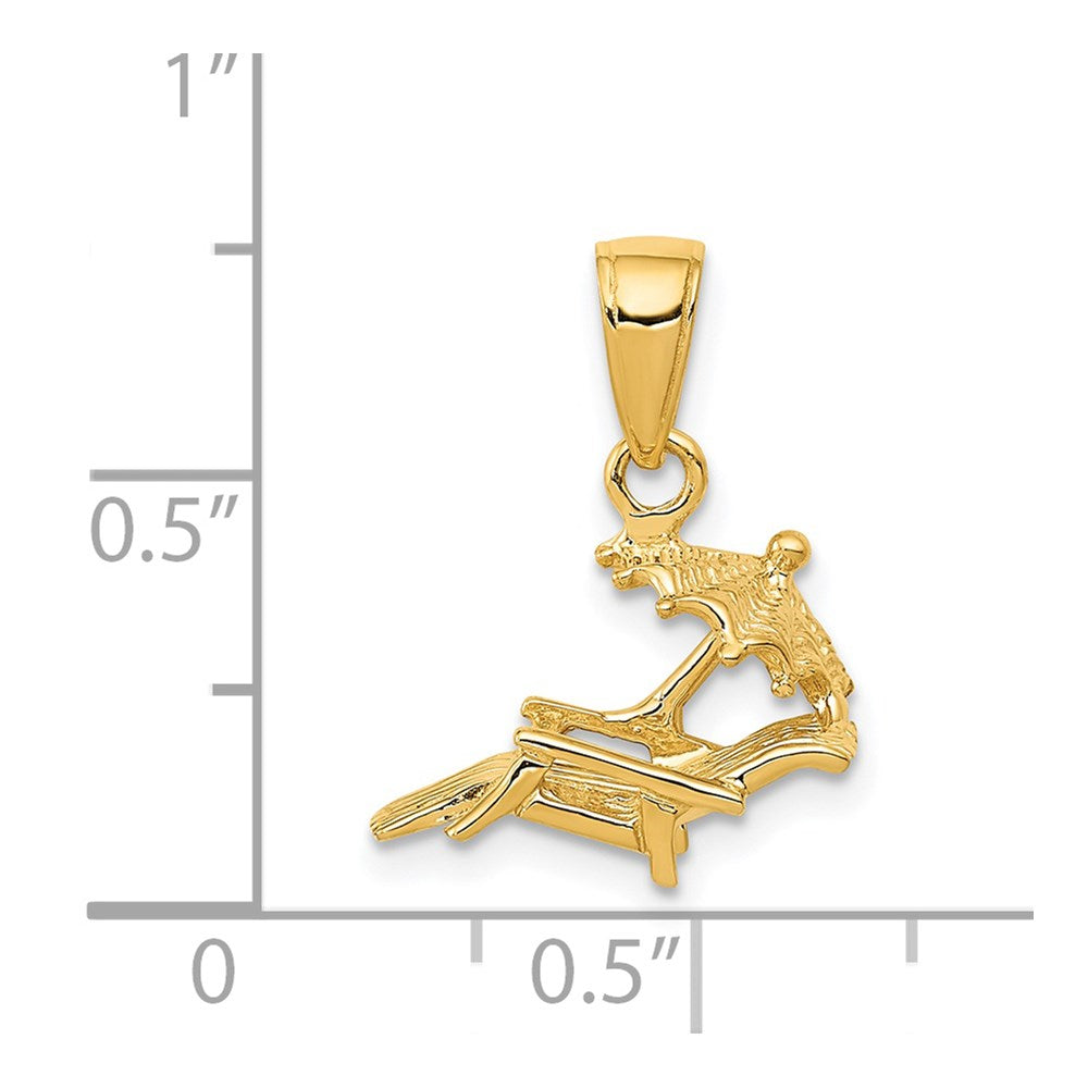 14k Yellow Gold 3-D Lounge Beach Chair Pendant