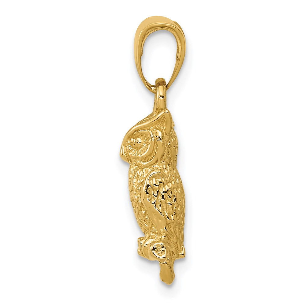 14k Yellow Gold 3-D Owl Pendant
