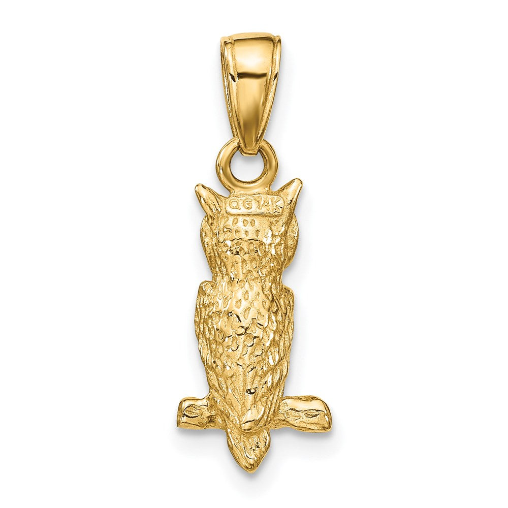 14k Yellow Gold 3-D Owl Pendant