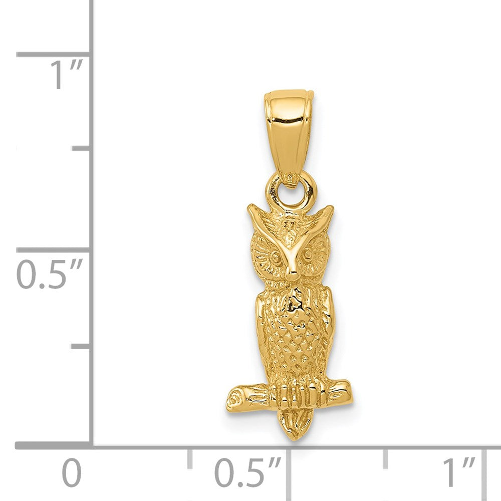14k Yellow Gold 3-D Owl Pendant