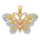 14k Two-tone Gold w/White Rhodium Butterfly Pendant