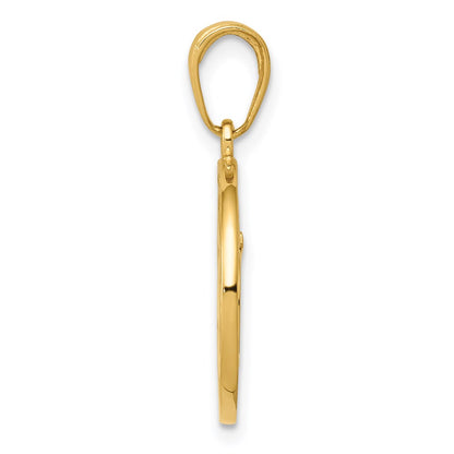 14k Yellow Gold Cut-out Round Frame Yoga Om Symbol Pendant