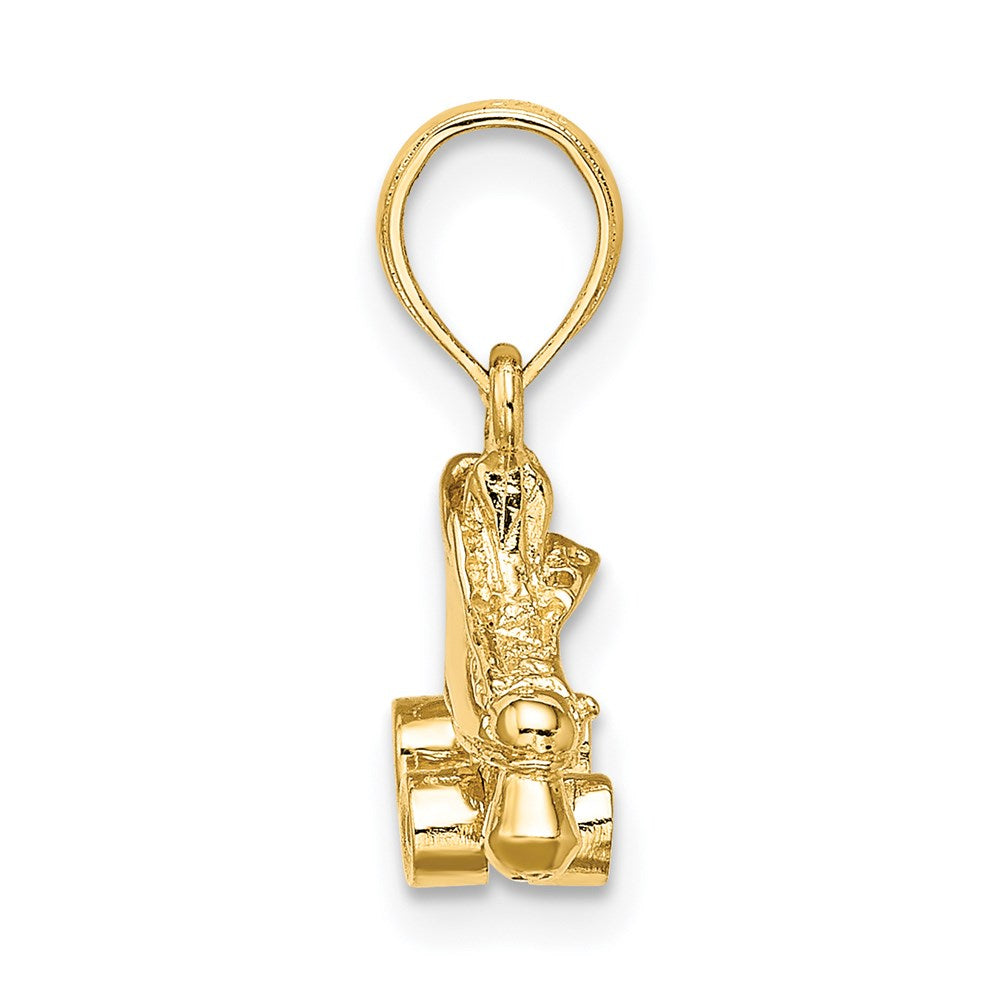 14k Yellow Gold 3-D Roller Skate Charm
