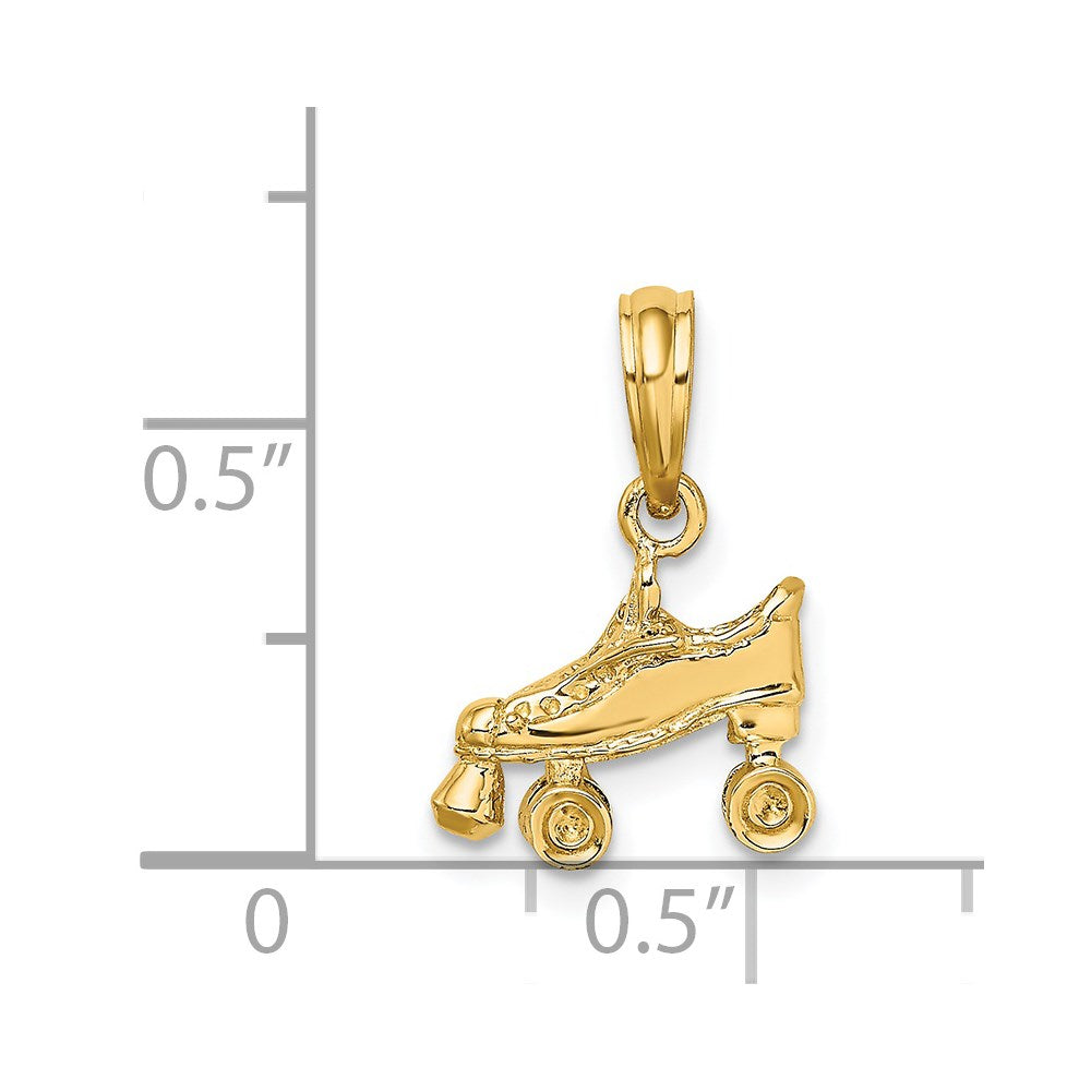 14k Yellow Gold 3-D Roller Skate Charm