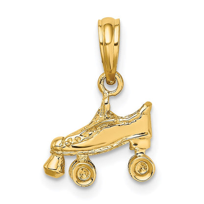14k Yellow Gold 3-D Roller Skate Charm