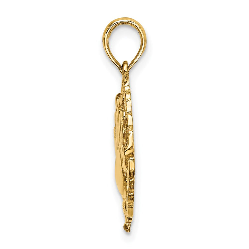 14k Yellow Gold Bowling Story in Leaf Circle Charm
