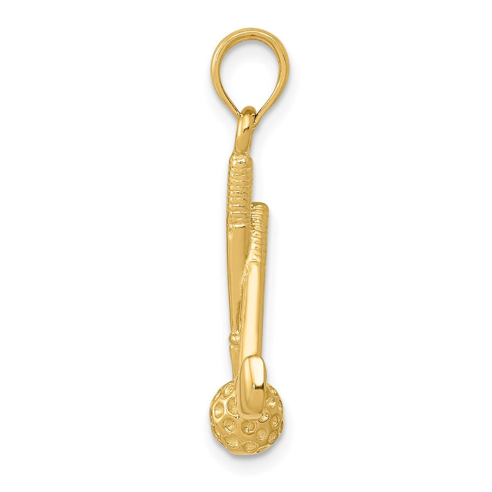 14k Yellow Gold 3-D Clubs and Ball Pendant