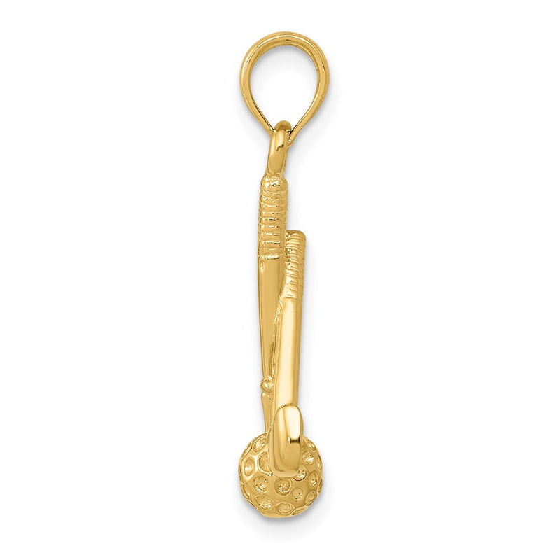 14k Yellow Gold 3-D Clubs and Ball Pendant