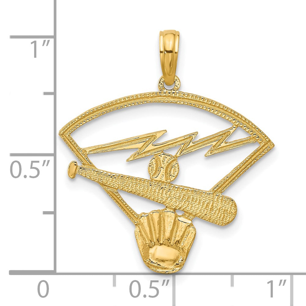 14k Yellow Gold Baseball Diamond Pendant