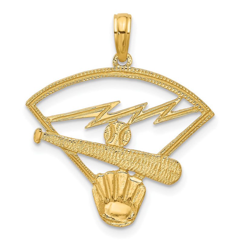 14k Yellow Gold Baseball Diamond Pendant